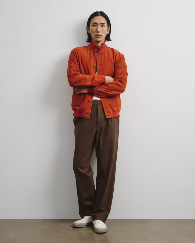 Unlined Valstarino jacket in suede leather. Orange - Coccio