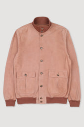 Unlined Valstarino jacket in suede leather. Rose - Wild flower
