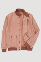 Unlined Valstarino jacket in suede leather. Rose - Wild flower