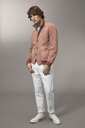 Unlined Valstarino jacket in suede leather. Rose - Wild flower