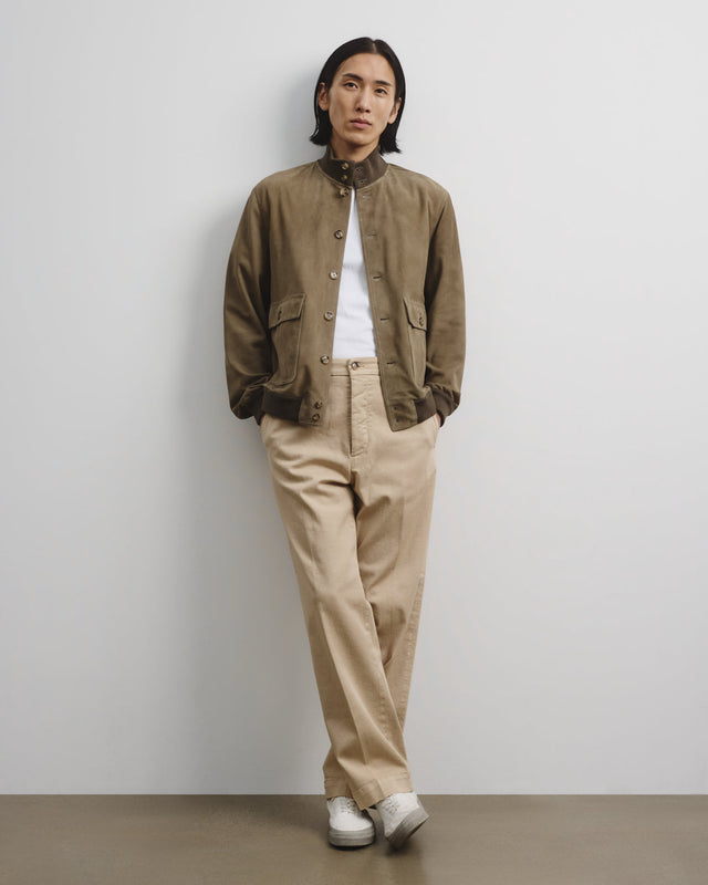 Unlined Valstarino jacket in suede leather. Green - Soldier