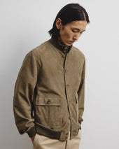 Unlined Valstarino jacket in suede leather. Green - Soldier