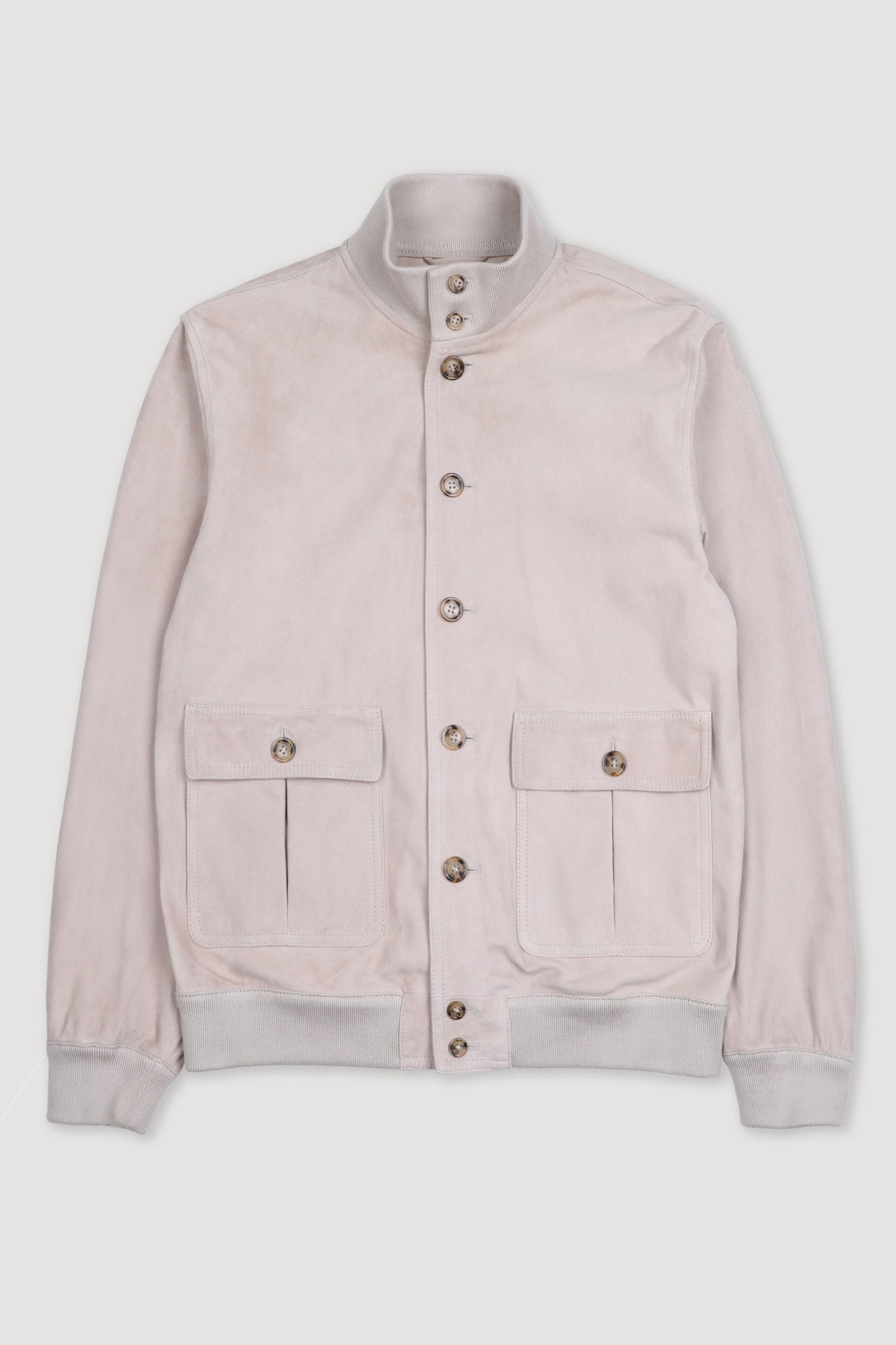 Unlined Valstarino Jacket In Suede Leather Cream Canvas