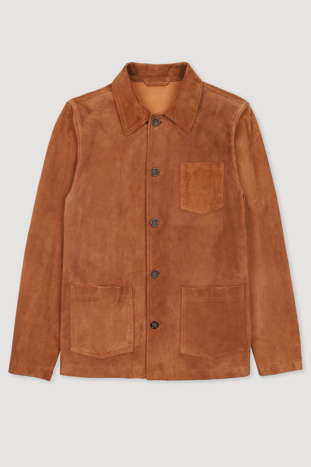 Suede unlined chore jacket. Brown - Sandal