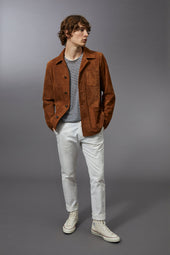 Suede unlined chore jacket. Brown - Sandal