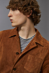 Suede unlined chore jacket. Brown - Sandal