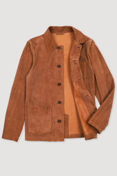Suede unlined chore jacket. Brown - Sandal