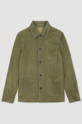Suede unlined chore jacket. Green - Ficus