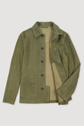 Suede unlined chore jacket. Green - Ficus