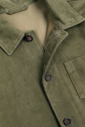 Suede unlined chore jacket. Green - Ficus