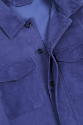 Lined overshirt in suede leather - Blue