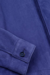 Lined overshirt in suede leather - Blue