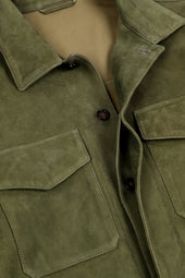 Lined overshirt in suede leather. Green - Ficus