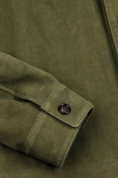 Lined overshirt in suede leather. Green - Ficus