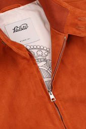 Lined biker jacket in suede leather - Orange