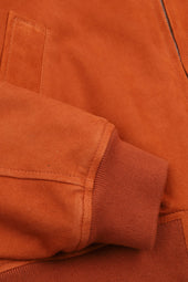 Lined biker jacket in suede leather - Orange