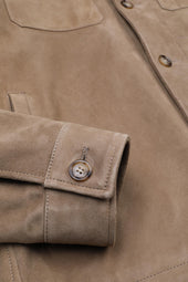 Lined overshirt in suede leather. Beige - Lenticchia
