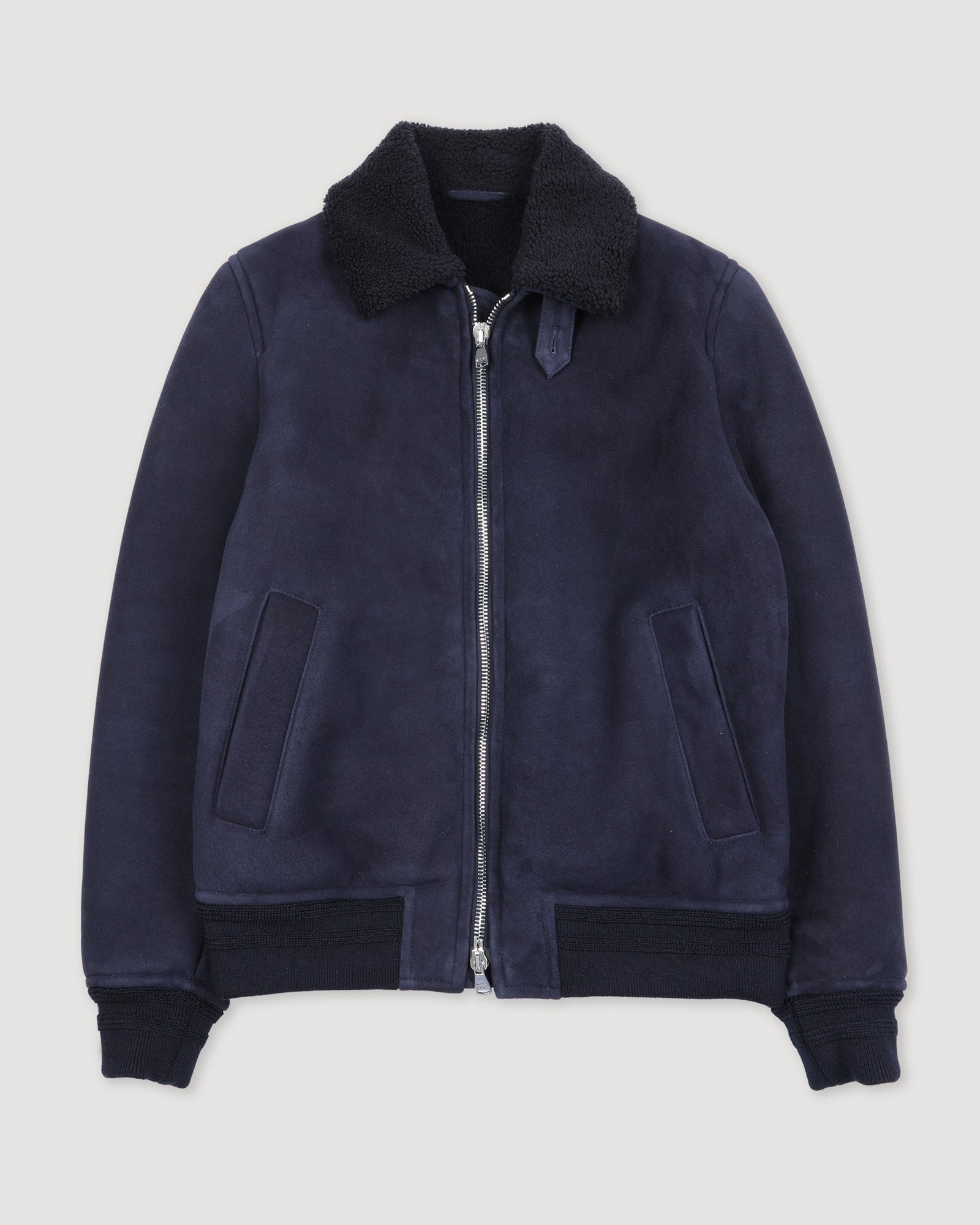 Shearling Suede Flight Jacket Blue Dark Blue