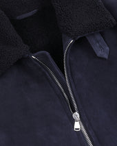 Shearling suede flight jacket. Blue - Dark blue