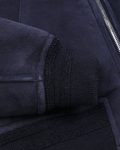Shearling suede flight jacket. Blue - Dark blue