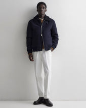 Shearling suede flight jacket. Blue - Dark blue