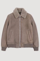 Shearling suede flight jacket. Grey - Light grey