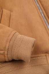 Shearling suede flight jacket. Beige - Sandal/Cream