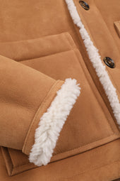 Lumberjack jacket in shearling suede. Beige - Sandal/cream