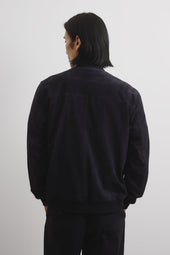Reversible Zip jacket in suede leather and water repellent fabric - Dark blue