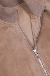 Reversible Zip jacket in suede leather and water repellent fabric. Beige - Greige