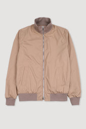 Reversible Zip jacket in suede leather and water repellent fabric. Beige - Greige