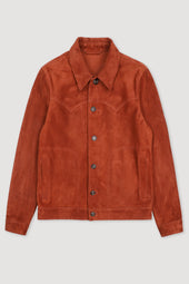 Clint unlined suede jacket with Western-style details. Orange - Terra di siena