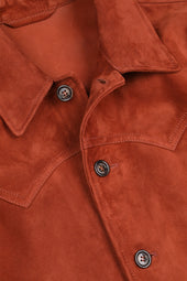 Clint unlined suede jacket with Western-style details. Orange - Terra di siena