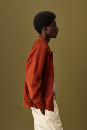 Clint unlined suede jacket with Western-style details. Orange - Terra di siena