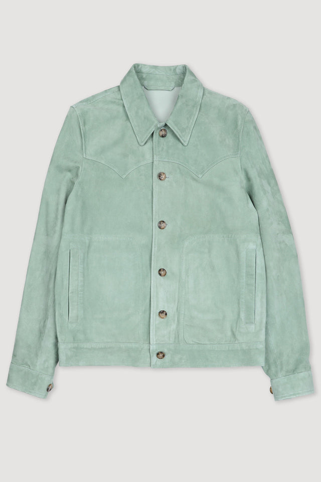 Clint unlined suede jacket with Western-style details. Green - Aneto