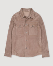 Unlined overshirt in suede leather. Beige - Greige