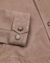 Unlined overshirt in suede leather. Beige - Greige