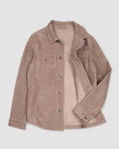Unlined overshirt in suede leather. Beige - Greige