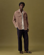 Unlined overshirt in suede leather. Beige - Greige