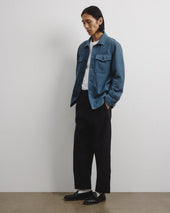 Unlined overshirt in suede leather. Blue - Tuareg