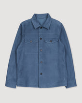 Unlined overshirt in suede leather. Blue - Tuareg