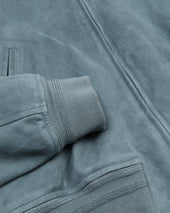 Lined zip jacket in suede leather. Light blue - Intese blue