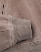 Lined zip jacket in suede leather. Beige - Greige