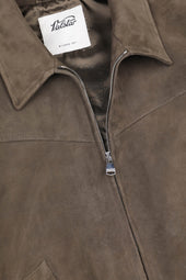 Lined jacket in suede leather with Western-style details. Green - Muschio