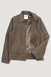 Lined jacket in suede leather with Western-style details. Green - Muschio