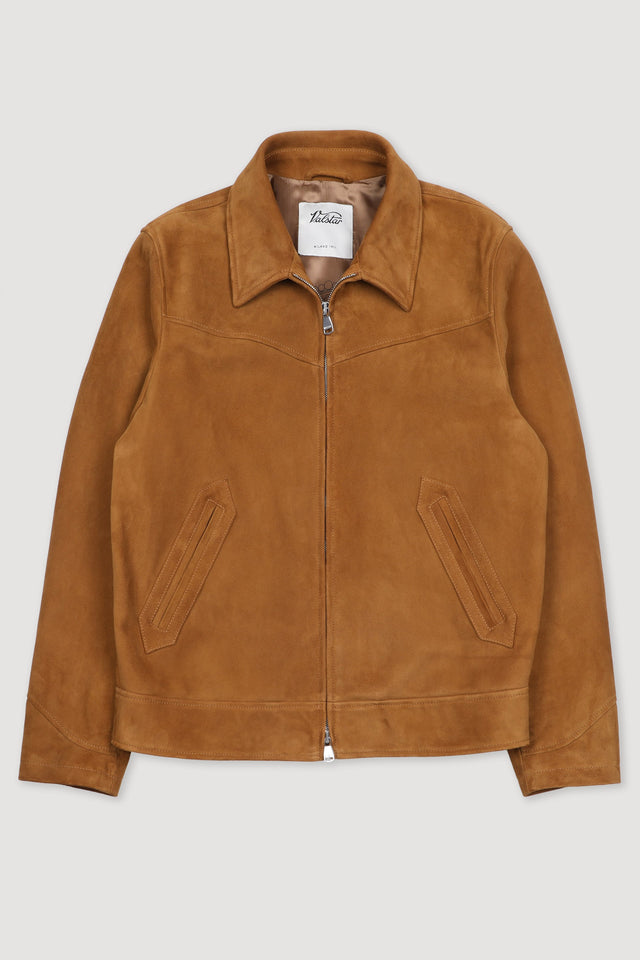 Lined jacket in suede leather with Western-style details. Brown - Ambra