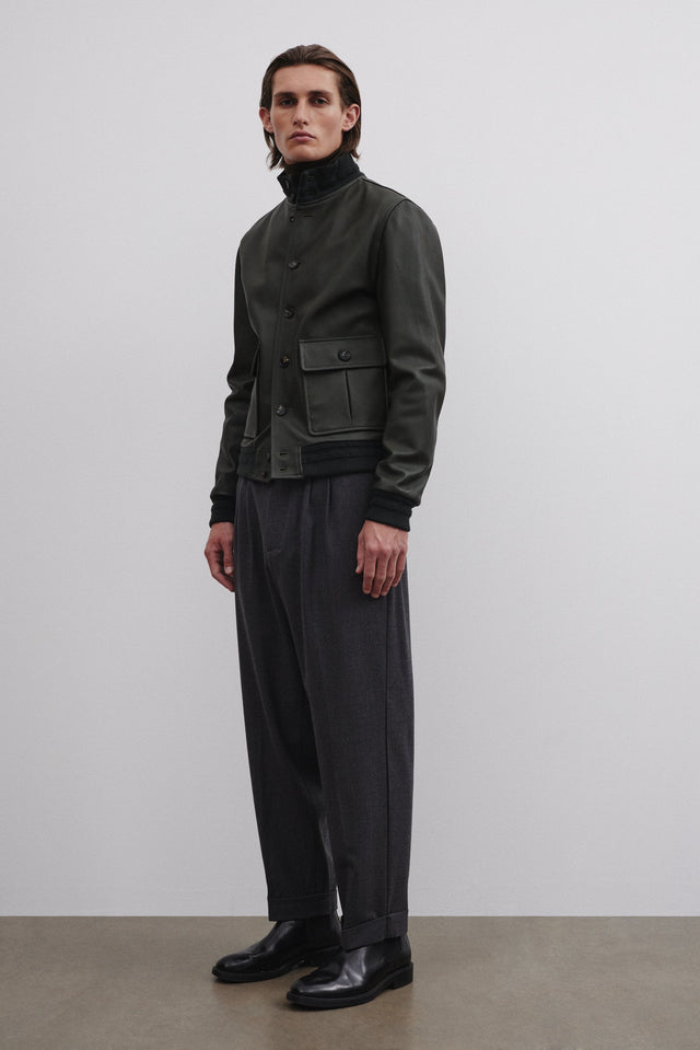 Deerskin Valstarino jacket lined with cashmere. Green - Caccia