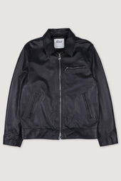 Lined biker jacket in nappa leather - Black