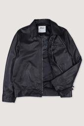Lined biker jacket in nappa leather - Black