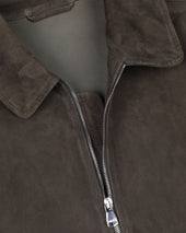 Gordon unlined zip jacket in suede leather. Green - Muschio